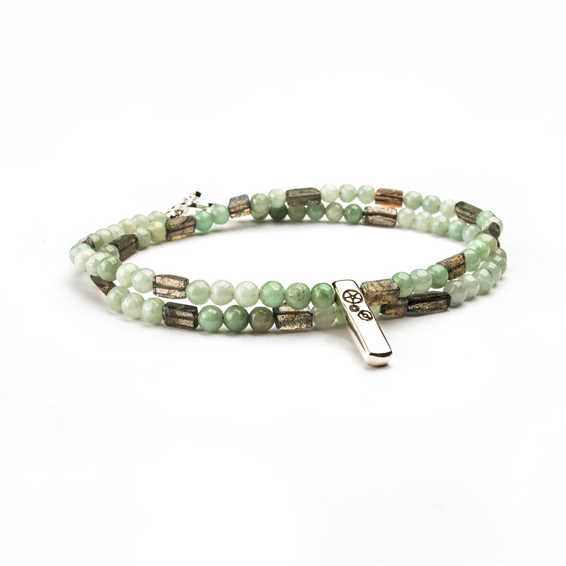 Jade & Labradorite Double-Wrap Baby Bar Bracelet - Timelapse Co.