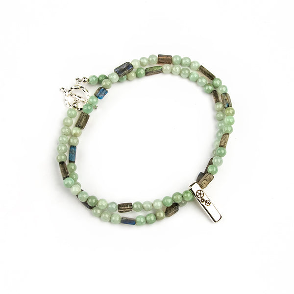 Jade & Labradorite Double-Wrap Baby Bar Bracelet - Timelapse Co.